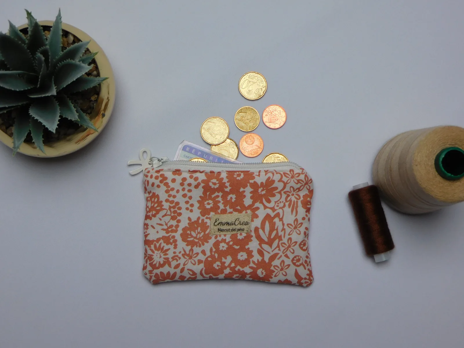 Pochette Ambre - fleuri orange vintage