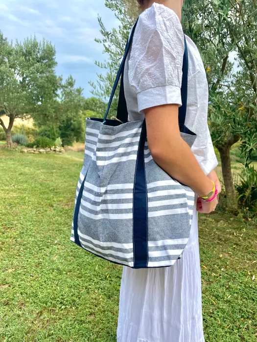 Sac caba - rayure marine & marine uni