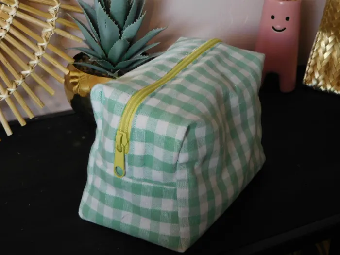 Trousse de toilette – vichy turquoise