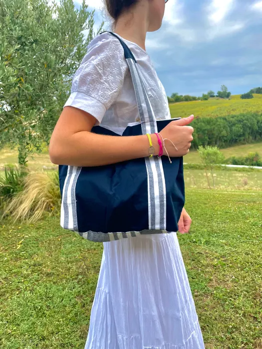 Sac caba - marine & rayures